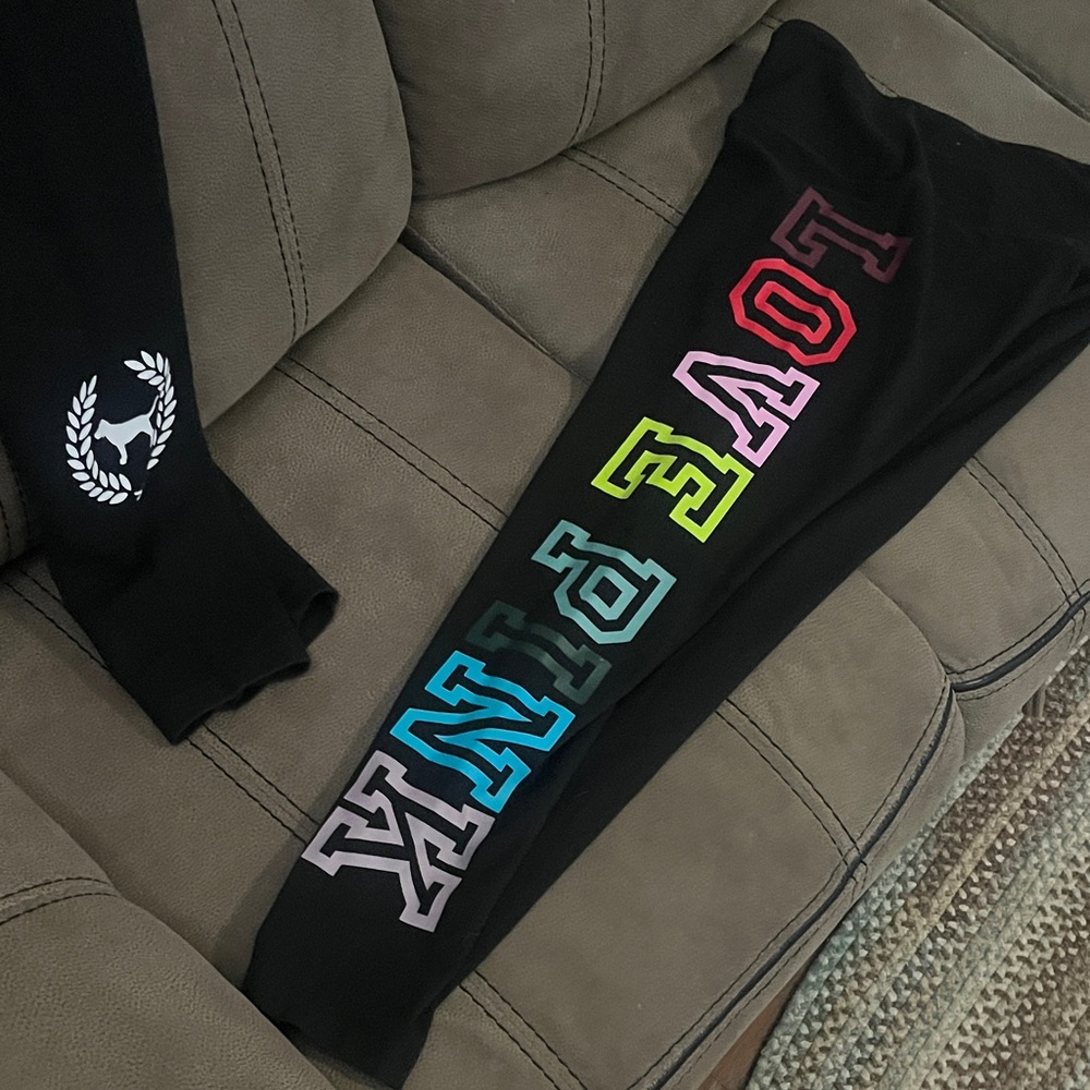 PINK Victoria's Secret  Joggers - Black with Colorful LOVE PINK Print